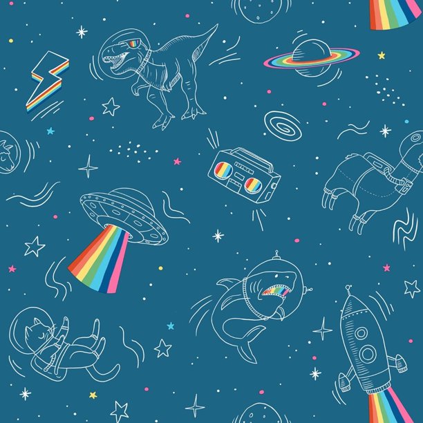 Muriva - Papel Pintado de Pared My Kingdom Space Explorer (Azul)