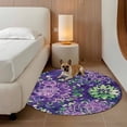 thumbnail image 2 of Round Area Rug 8Ft, Purple Green Flowers Non-slip Area Rugs Carpet for Living Room/Bedroom/Bathroom/Kitchen, Watercolor Vintage Botanical Washable Throw Floor Mat Indoor Outdoor Entrance Doormat, 2 of 9