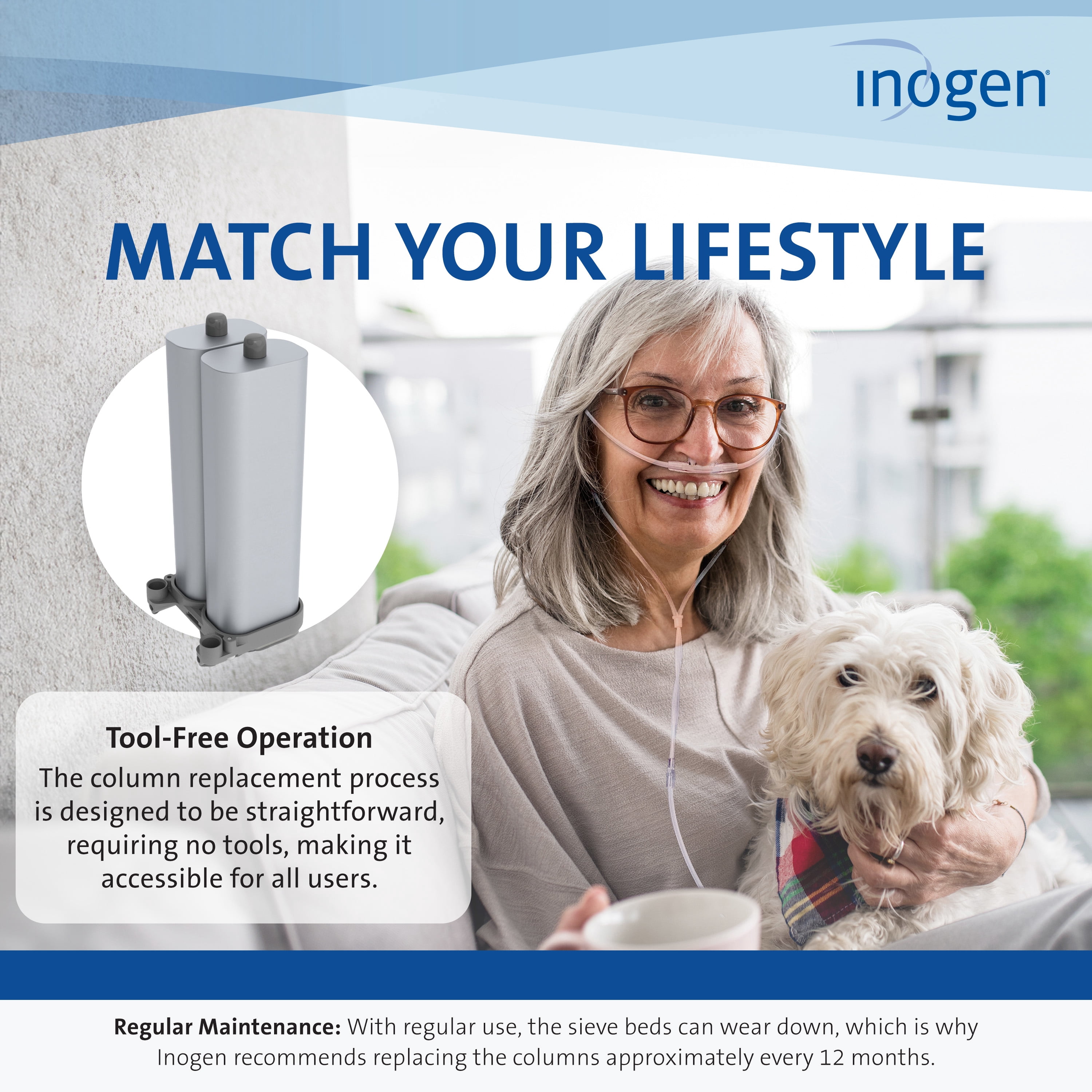 Inogen One G4 Replacement Column Pair - Oxygen Accessories - Two Removable Metal Columns - 0.63 lb., 2.21 in. W x 2.37 in. L x 5.50 in. H