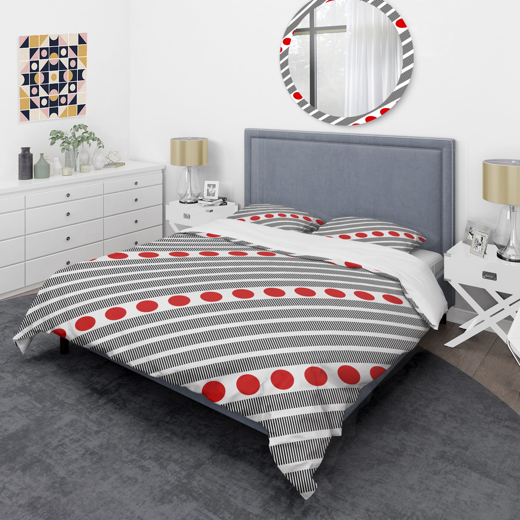 Designart 'Retro Geometrical Abstract Minimal Pattern XI' Mid-Century Modern Duvet Cover Set