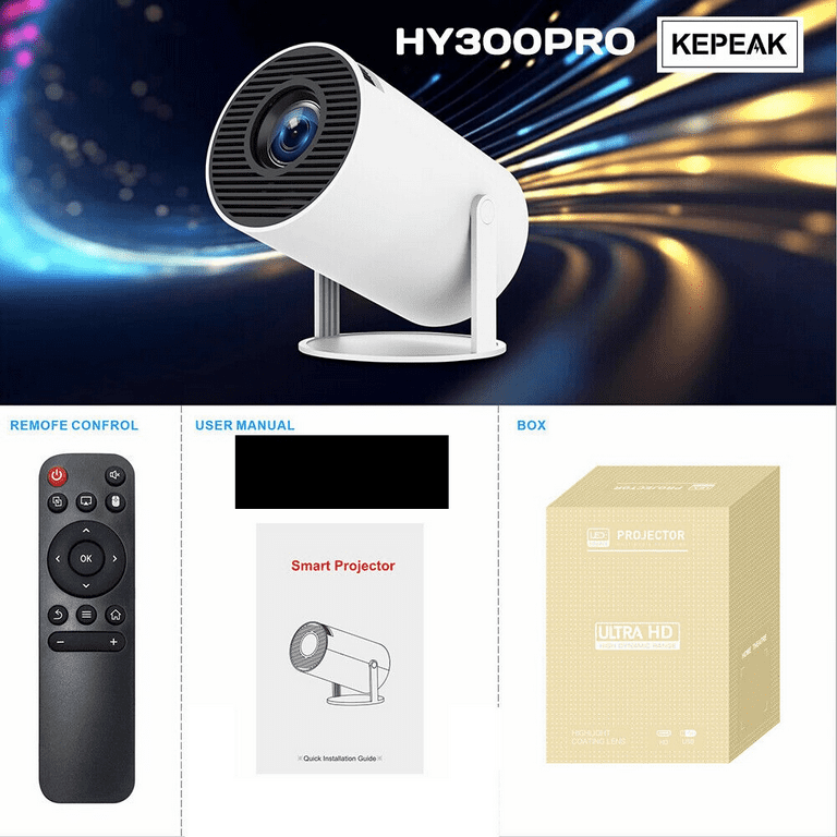 HY300 Mini Projector: 4K, 1080P, WiFi, Portable, Smart