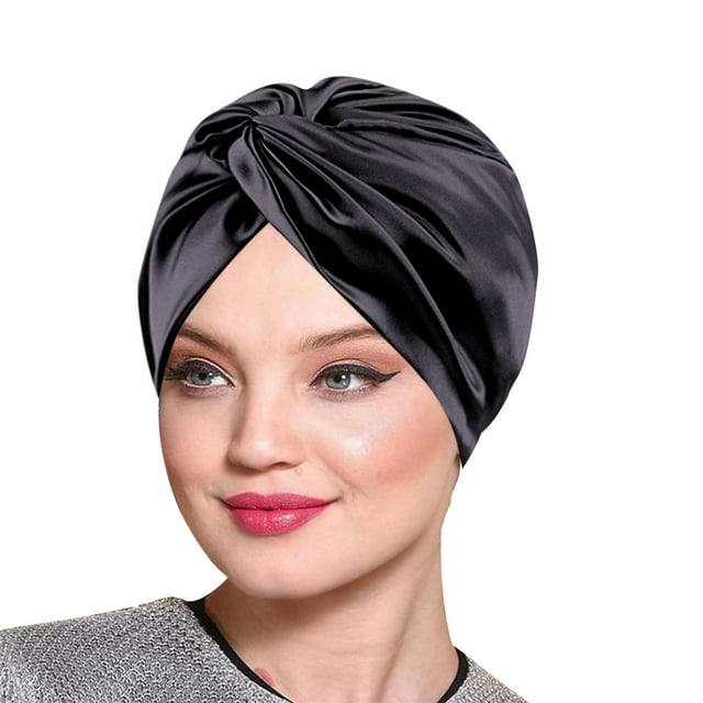 Women's Double Layer Satin-Like Sleep Cap, Twisted Design Headband for Beauty Sleep, Skincare Routine, Home Relaxation and Chemotherapy Comfort, Machine Washable Headwear