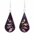 thumbnail image 3 of Fuschia with Abalone Petals Teardrop Earrings, 3 of 4