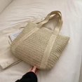thumbnail image 5 of Nvzi Bolso de hombro tejido, bolso de mano tejido y bolso de cosméticos, bolsos de mano tejidos elegantes para playa de verano 17,71 x 0,78 x 15,74 pulgadas - Blanco, 5 of 5