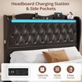 thumbnail image 2 of Amuzer Queen Bed Frame with Tall Headboard, Upholstered Platform Bed Frame with Charging Station and LED Lights, Black, 2 of 7