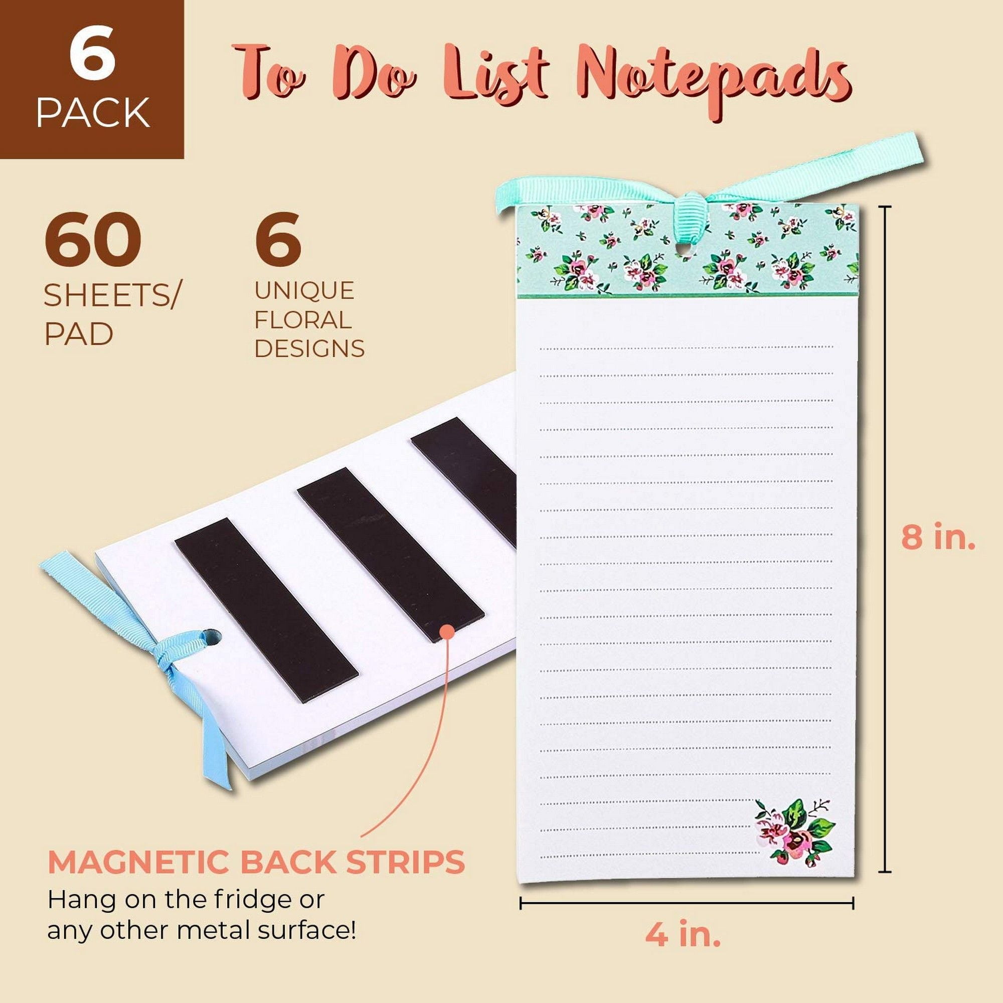 ToDoList Notepad 6Pack Notepads, Fridge Grocery List Memo Pad for Shopping