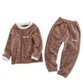thumbnail image 2 of BRGZLK Kids Thermal Underwear Set Solid Color Cozy Warm Boys Girls Long Sleeve Winter Home Wear Long Sleeved Shirts Khaki 11-12 Years, 2 of 3