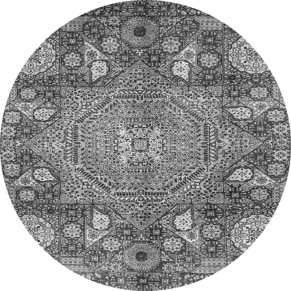 Ahgly Company Indoor Round Abstract Gray Modern Area Rugs, 7' Round