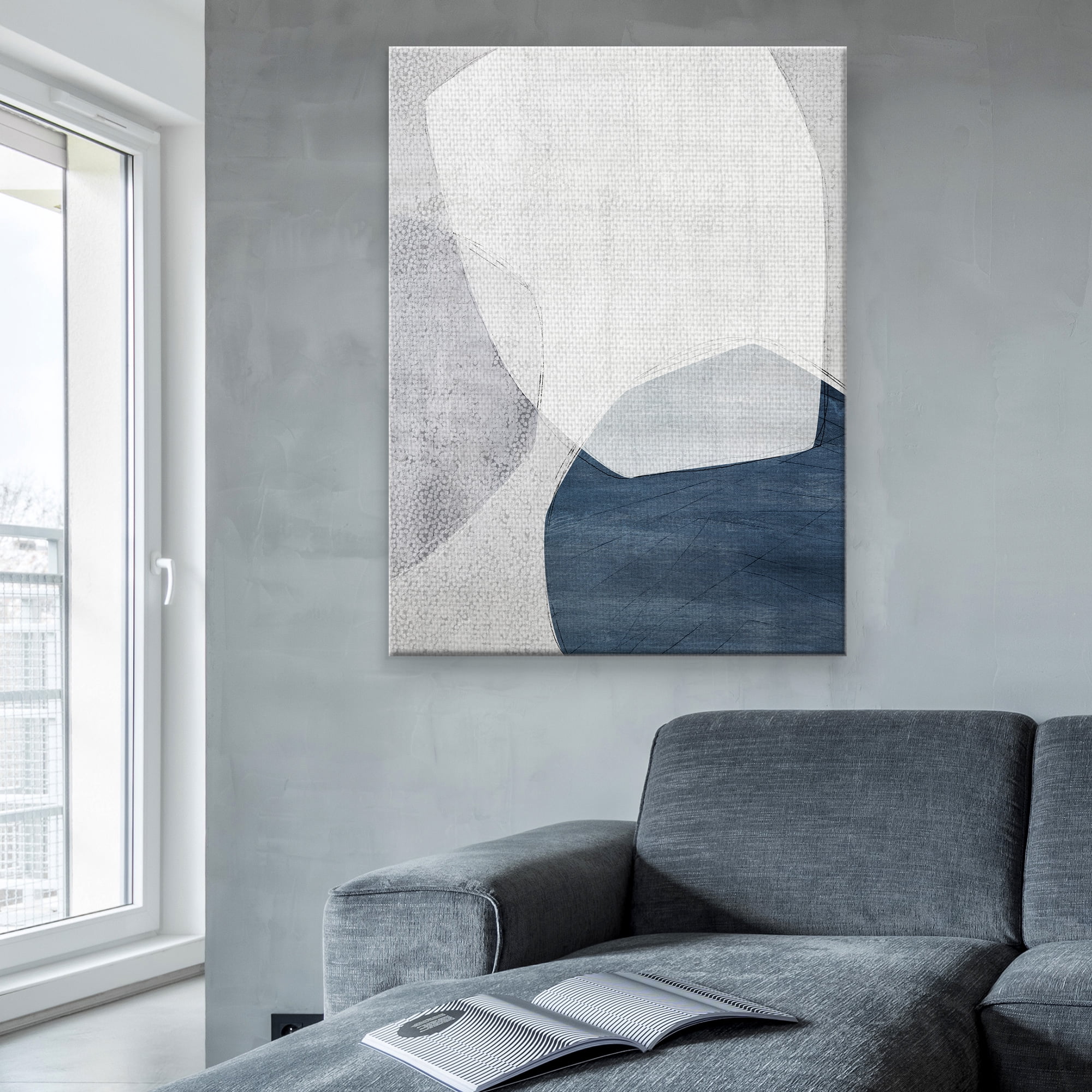 Masterpiece Art Gallery Sorentia Blue Abstract By Belle Maison Canvas Art Print 30" x 40"