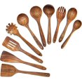 thumbnail image 1 of Juego de cucharas de madera BOKALAKA, 10 unidades, para cocinar en teca natural, 1 of 6