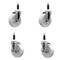 5 Inch Nylon Wheel Swivel 7/8 Inch Expanding Stem Caster Set 2 Brakes SCC