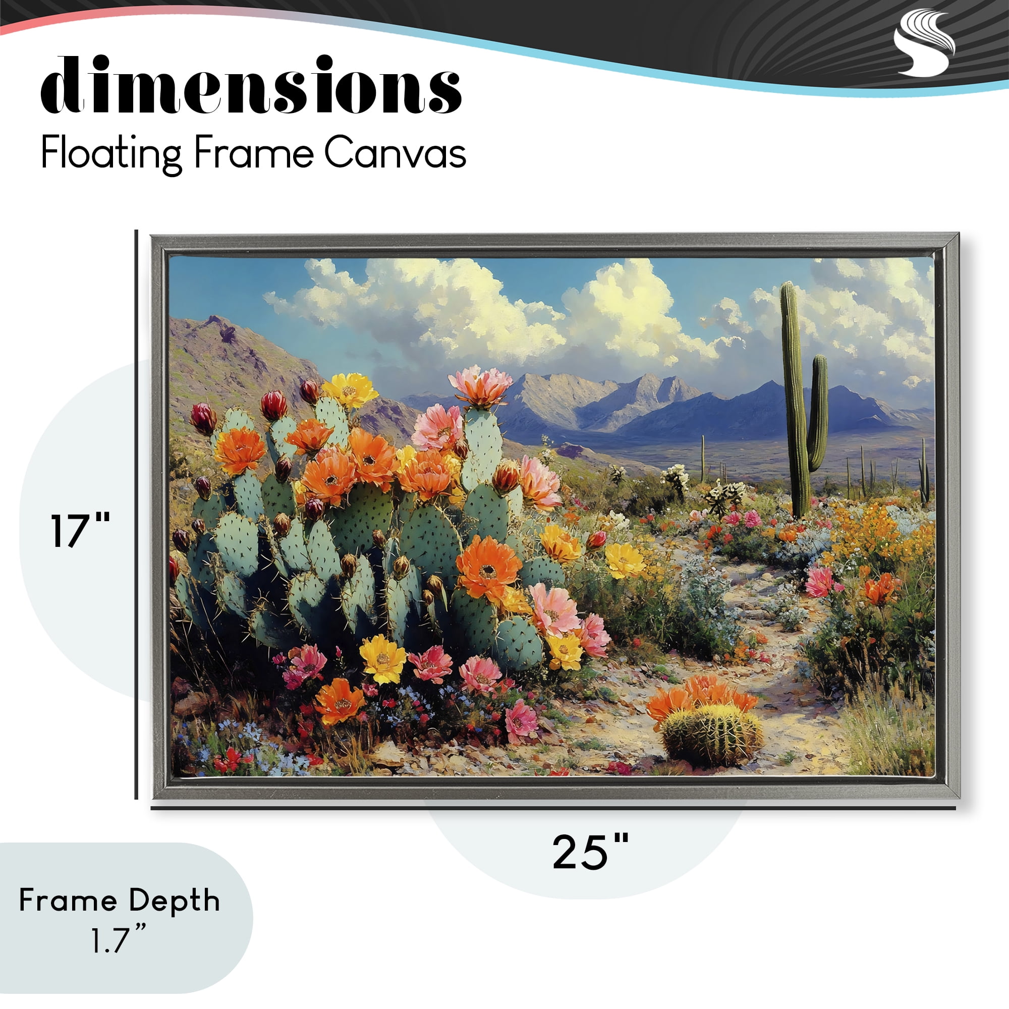 Stupell Industries Vibrant Cacti in Desert Gray Framed Floater Canvas Wall Art, design by Franklyn Gregory
