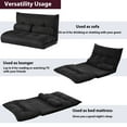 thumbnail image 6 of Adjustable Floor Sofa Bed with 2 Lumbar Pillows,Folding Futon Lazy Sofa with 5 Degrees Adjustable Backrest, Floor Chaise Lounge Chair for Gaming Living Room Bedroom, Black, 6 of 9