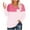 Pink, variant on Ahdbta Women's Tunic T Shirts Color Block Striped Plus Size Long Sleeve Tops Sexy V-Neck Loose Fitted Thin Blouses with Pockets