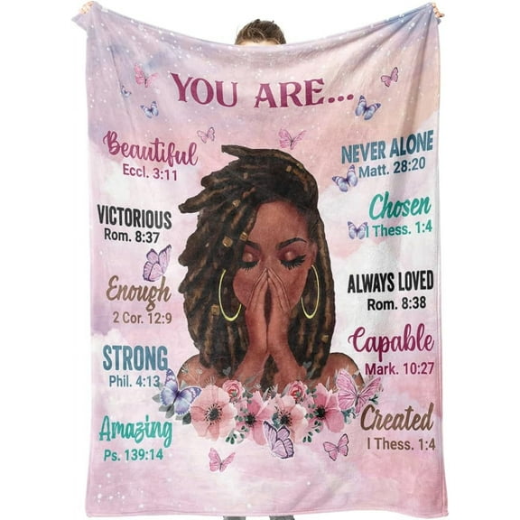 Throw Blanket, Soft Fleece Blanket with Inspirational Positive Thoughts and Quotes for Bedroom, Ideal as a Gift for Girls and Women30X40IN