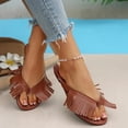 thumbnail image 6 of YHAJDS Women's Beach Flip Flops Vintage Fringe Toe Post Flat Sandals Summer Vacation Outdoor Comfort Shoes, 6 of 10