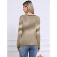 thumbnail image 3 of DARING DIVA Women's Long Sleeve Casual V Neck Knitted Striped Top XS Brown, 3 of 6