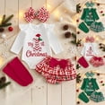 thumbnail image 4 of Enyan My First Christmas Baby Girl Outfit Newborn Infant Girl Long Sleeve Top Tutu Dress Headband and Socks 4PCS Clothes Set, 4 of 9
