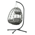 thumbnail image 5 of Wicker Hanging Egg Chair with Stand, Indoor Outdoor Swing for Patio, Backyard, Living Room, 5 of 12