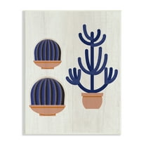Stupell Industries Modern Cactus Trio Abstract Blue Cacti Potted, 10 x 15,Design by Daphne Polselli