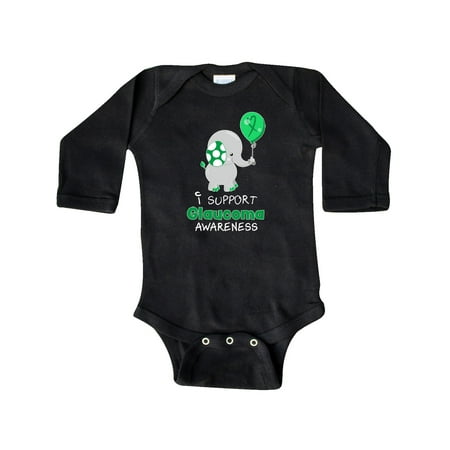 

Inktastic I Support Glaucoma Awareness Elephant and Green Balloon Gift Baby Boy or Baby Girl Long Sleeve Bodysuit