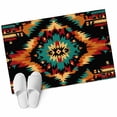 thumbnail image 2 of Boho Orange Teal Bathroom Mats 2x3 FT,Non Slip Small Kitchen Mat,Geometric Vintage Southwestern Ethnic Washable Soft Backed Front Door Throw Rugs Non-Shedding Indoor Outdoor Doormat for Entryway Sink, 2 of 8