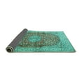 thumbnail image 2 of Ahgly Company Indoor Round Oriental Turquoise Blue Traditional Area Rugs, 5' Round, 2 of 4