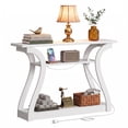 thumbnail image 2 of ZENY 3-Tier Console Table with Charging Station White Sofa Side Table, 2 of 15