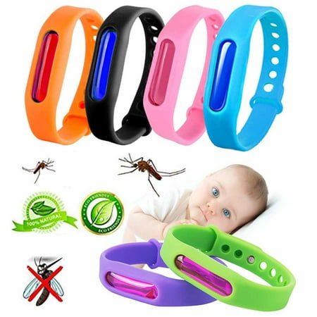 6 Pack Mosquito Repellent Bracelets, 100% All Natural Plant-Based Oil, DEET Free, Non-Toxic Travel, Soft Silicone Material, Waterproof, for Kids and Adults, Indoor