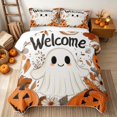 thumbnail image 2 of Erosebridal Kawaii Ghost Twin Quilt Set, Thanksgiving Fall Pumpkin Twin Coverlet Set for Boys Girls, Cream Orange, 2 Pieces 1 Bedspread and 1 Pillowcase, 2 of 7