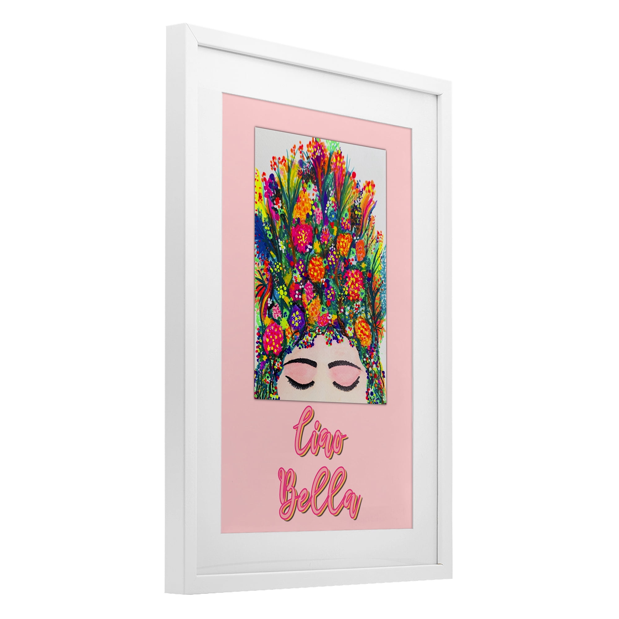 Stupell Industries Ciao Bella Floral Woman White Framed Print Under Glass, design by Pooja Dave