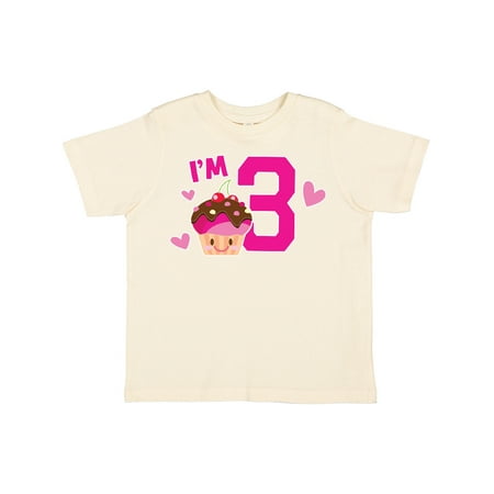 

Inktastic I m 3 with Cute Cupcake and Hearts Gift Toddler Toddler Girl T-Shirt