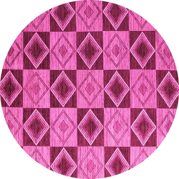 Ahgly Company Indoor Round Abstract Pink Modern Area Rugs, 4' Round