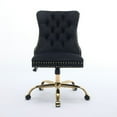 thumbnail image 3 of Modern Velvet Upholstered Tufted Button Office Chair with Golden Metal Base, 3 of 33