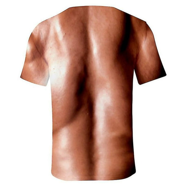 Mens 3d T-shirt Bodybuilding Simulated Muscle Shirt Nude Skin