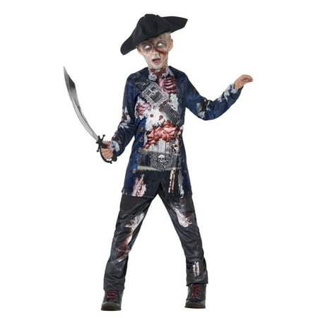 Smiffys 44318M Black Deluxe Jolly Rotten Pirate with Top, Trousers & Hat Sublimation Print - Medium
