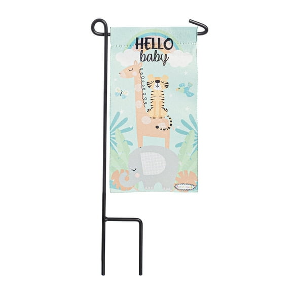 Evergreen Mini Flag with Stand - Hello Baby, Size: Flag: 4 x 8 inches, Stand: 6 x 13 inches