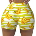 thumbnail image 2 of Lsque Bananas On A Striped Pattern High Waisted Biker Shorts for Women-Tummy Control Fitness Athletic Workout Running Yoga Gym Shorts,Moisture-Wicking-Small, 2 of 9