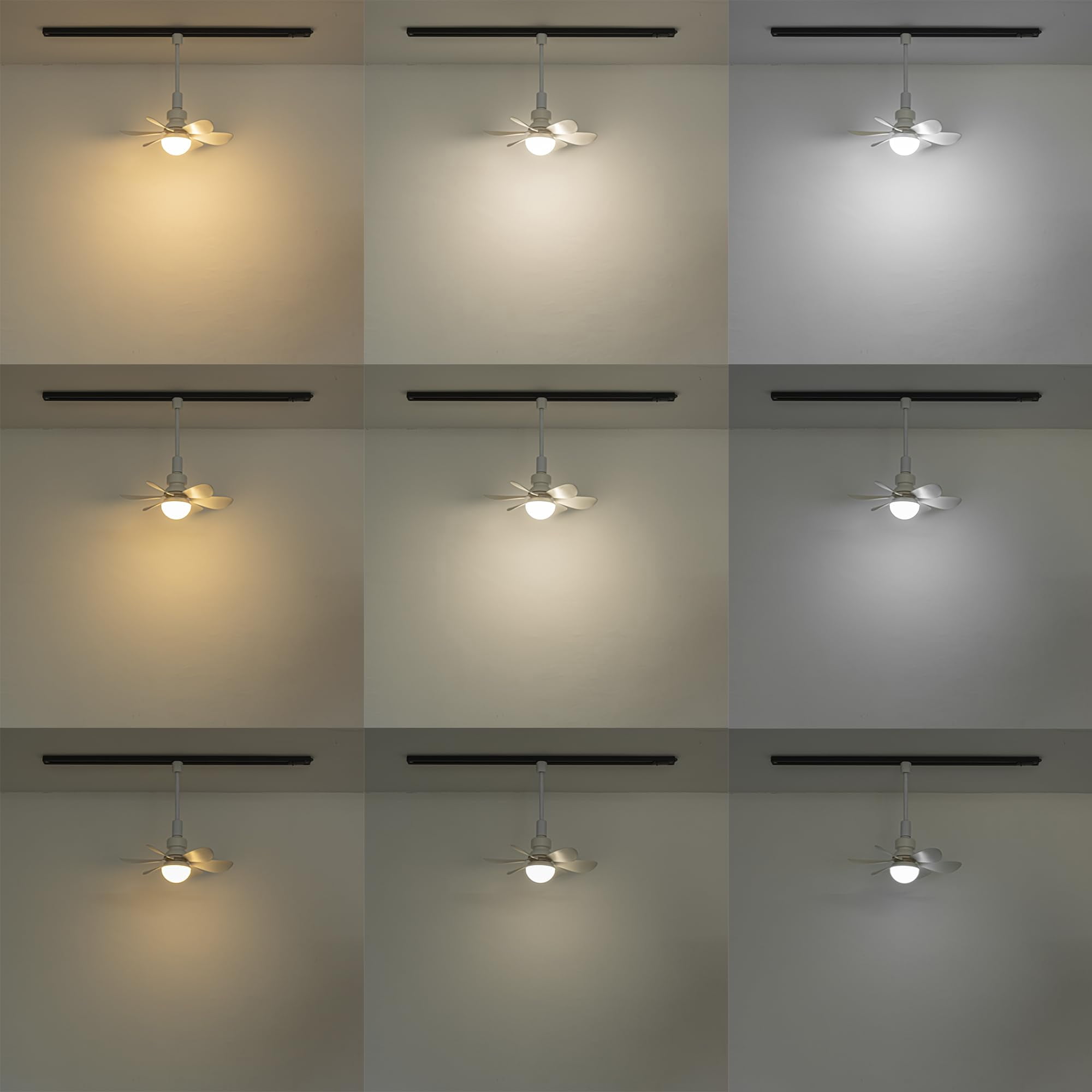 KAYYELAMP 19.2 Inches Height J-Type Track Lighting with Fan Remote Control Dimmable Adjusted Wind Power Modern Design for Living Room Bedroom Kitchen Home
