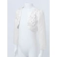 thumbnail image 4 of YUUMIN Kids Girls Long Sleeve 3D Flower Applique Bolero Wedding Party Princess Cover Up Shrug White 90, 4 of 7