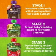 (3 pack) Happy Baby Clearly Crafted, Stage 2 Organic Baby Food, Bananas Raspberries & Oats, 4 oz. Pouch