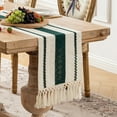 thumbnail image 2 of Fancy Homi Hunter Green Table Runner 48 inches Long Boho Macrame Table Runner for Home Decor, Dark Green Table Runners with Tassels for Party Bohemian Rustic Bridal Shower Dining Decor 12x48 inches, 2 of 7
