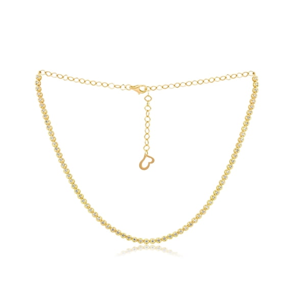 Diana M 14 Kt Yellow Gold, 14" Diamond Choker Necklace Featuring 2.30 Cts Tw Brilliant Cut Round Diamonds