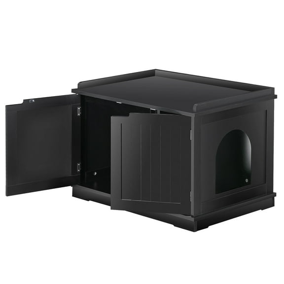 Beran7 Black Cat Litter Box Enclosure Furniture, Kitty Hidden Cover, Concealed Dog Proof Litter Boxes Cabinet, Hideaway Litter Box, Cat House