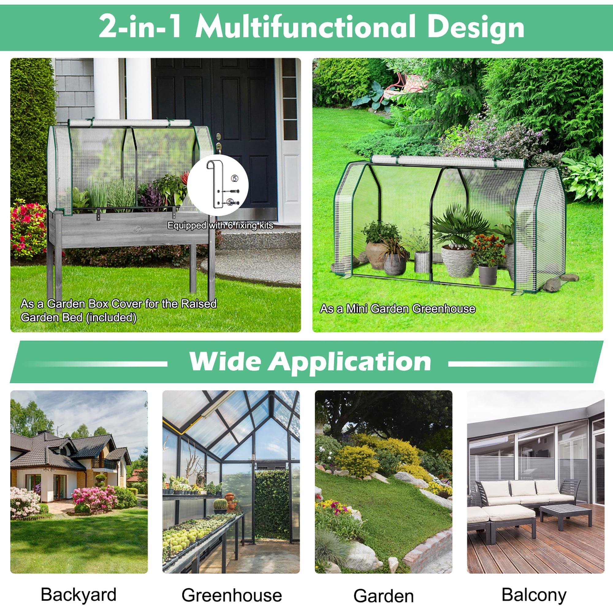 Costway 47" x 22" x 24" Portable Mini Greenhouse with 2 Zipper Doors & Ground Stakes