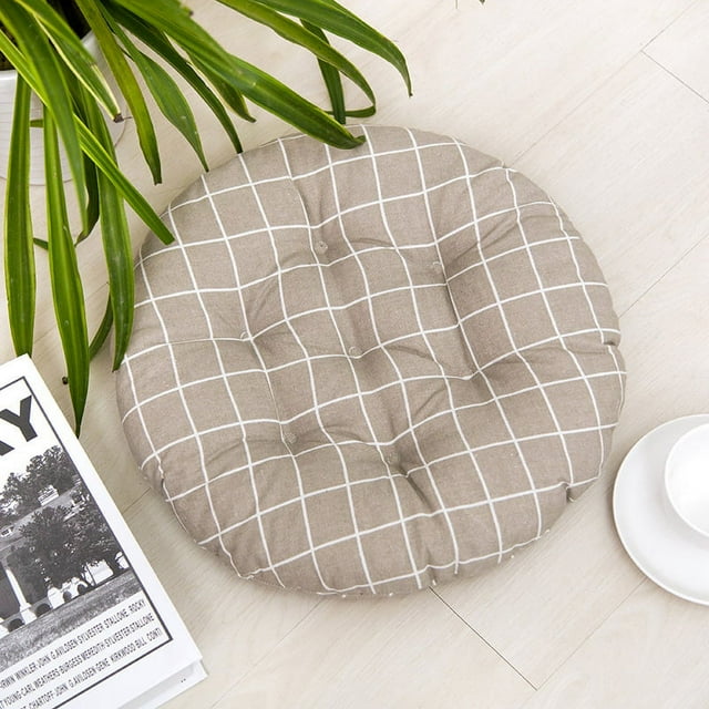Nvzi Cojín de asiento para jardín, patio, hogar, cocina, oficina, grueso y cómodo, cuadrícula gris, 18 x 18 pulgadas