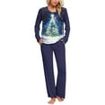 thumbnail image 2 of Censtreet Women's Christmas Long Sleeved Pajamas Set,Printed Casual Sleepwear with Pockets,2 Piece Round Neck Snug-Fit Loungewear, 2 of 4