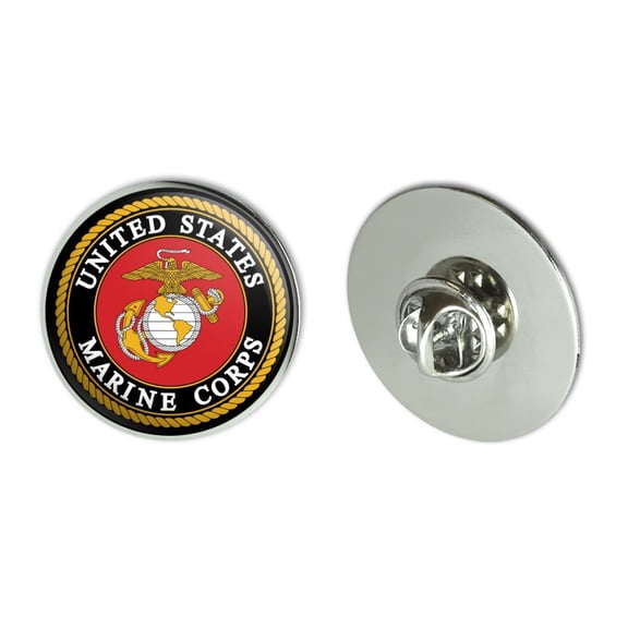 Marines USMC Emblem Black Yellow Red Officially Licensed Metal 1.1" Tie Tack Hat Lapel Pin Pinback