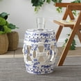 thumbnail image 3 of JONATHAN Y Lucky Coins 16" Chinese Ceramic Drum Garden Stool, Blue/White, 3 of 8