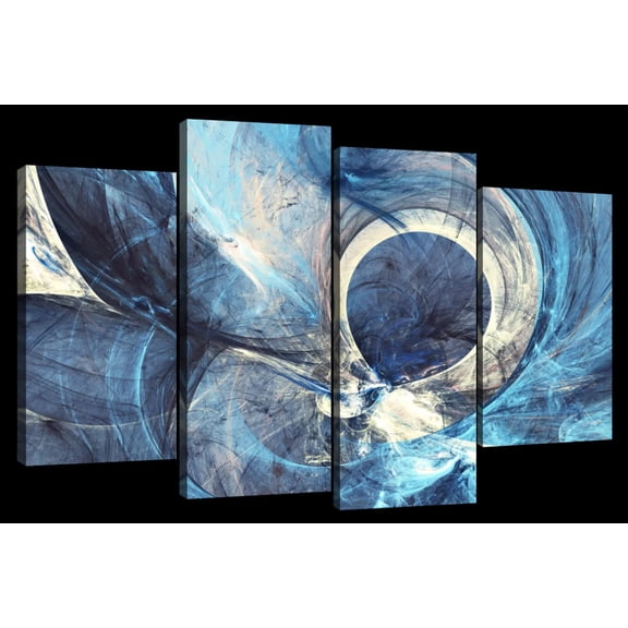 Elephant Stock Grey And Blue Abstract Wall Art - Horizontal Multi Panel Canvas - Living Room Wall Decor - Abstract Multi Panel - Gray And Blue Decor - 24" x 14"